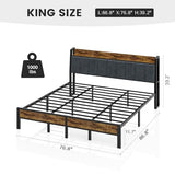King Size Bed Frame with USB Charging Station, Storage Headboard with Smart LED Lights, Metal Platform Bed Noise Free, No Box Spring Needed, Easy Assembly Liians