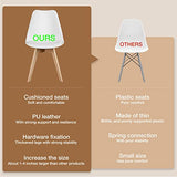 OLIXIS Dining Chairs Set of 8 Kitchen Mid Century Modern Chairs with Wood Legs and PU Leather Cushion for Living Room Bedroom Outdoor Lounge, White OLIXIS