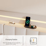 USHOW Floating Bed Frame King Size with Storage Headboard, Upholstered Bed Frame with LED Lights and Charging Station, No Box Spring Needed, Beige USHOW