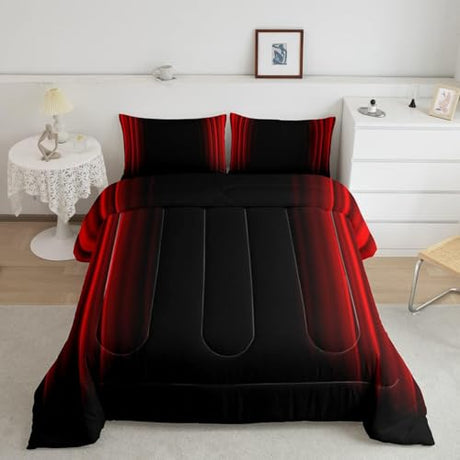 Feelyou Abstract Ombre Comforter Set Kids Teens Red and Black Bedding Set Room Decor 2Pcs Twin Size Feelyou