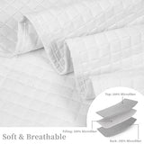 HollyHOME Luxury Checkered Super Soft Solid Single Pinsonic Quilted Bed Quilt Bedspread Bed Cover, White, Twin HollyHOME
