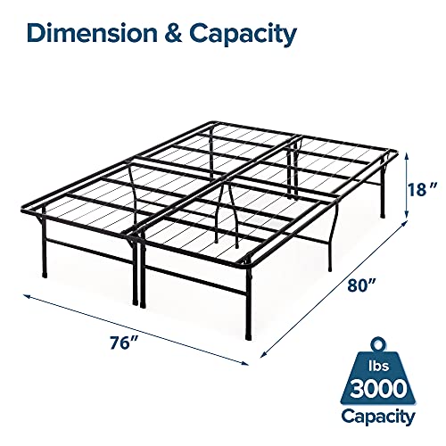 ZINUS Heavy Duty 18 Inch Metal Platform Bed Frame - Sturdy Mattress Foundation with Underbed Storage, King, Black - WoodArtSupply