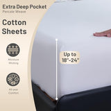 MEISHANG Extra Deep Pocket King Sheets - 600 Thread Count Sheets - Fits 18"-24" in Deep Mattress,100% Egyptian Cotton,Sateen Weave, Soft & Breathable - 4 Piece (King, White) MEISHANG