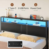 Rolanstar Twin Bed Frame with 4 Storage Drawers, Charging Station and LED Lights, Metal Platform Bed with 2-Tier Storage Headboard, No Box Spring Needed, Easy Assembly, Noise-Free, Black Rolanstar