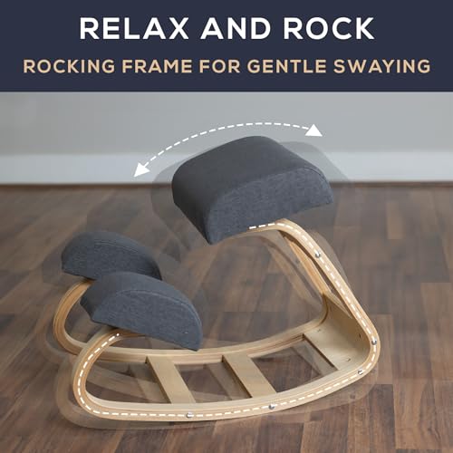 RRI Goods Kneeling Desk Chair, Sturdy Ergonomic Kneeling Chair for Office and Students, Rocking Motion for Natural Movement RRI Goods