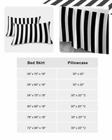 Ruffle Skirt Bedspread for Twin Size Bed Black and White Stripes 2 Piece Bedding Cover with Pillow Sham,18In Drop Bedskirt Coverlet Bedroom Dorm Decor Modern Geometric Art Chucoco