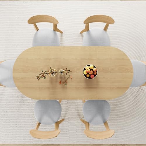 70.8 Inch Dining Table for 4-6 People, Oval Kitchen Table with Semi-Cylindrical Legs Base, Modern Farmhouse Round Dinner Tables for Dining Room Kitchen Living Room (Natural) weselon
