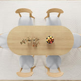 70.8 Inch Dining Table for 4-6 People, Oval Kitchen Table with Semi-Cylindrical Legs Base, Modern Farmhouse Round Dinner Tables for Dining Room Kitchen Living Room (Natural) weselon