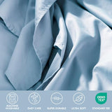 ClevaHome Twin Size Sheet Set - 4 Piece Soft Breathable Luxury Bed Sheet Set - Shrinkage & Fade Resistant Embroidered Bedding Sheet with Deep Pocket, 2 Extra Pillowcases (Twin, Chambray Blue) Cleva
