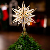 Kurt S. Adler Kurt Adler 10-Light 12-Point Capiz Star and Center Gem Treetop, 10.24in, Gold, White Kurt S. Adler