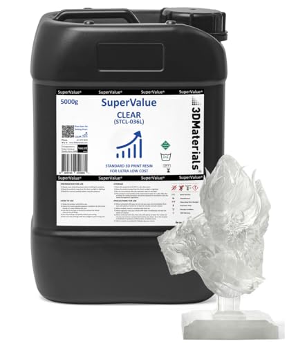 SuperValue 3D Printer Resin for Ultra Low Cost Printing, Made in Korea by 3DMaterials (5000g, Clear) 3DMaterials