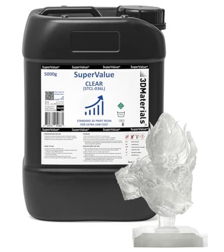 SuperValue 3D Printer Resin for Ultra Low Cost Printing, Made in Korea by 3DMaterials (5000g, Clear)