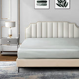 P Pothuiny Satin Fitted Sheet Full Size, 1 Single Fitted Sheet Only, Extra Soft Deep Pocket Bottom Bed Sheets Mattress Cover Fits 12" to 16", Wrinkle Free, Fully Elasticized (Silver Grey) P Pothuiny