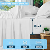 SONORO KATE 100% Egyptian Cotton Sheets Set, Extra Deep Pocket up to 18"-24",1000 High Thread Count, Soft & Breathable 5-Star Hotel Sateen Bed Sheets - 4 PC (White,Queen) SONORO KATE