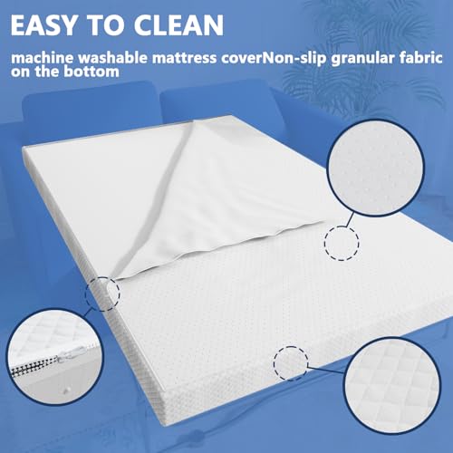 Rhyme source 4.5 Inch Cold Gel Memory Foam Mattress Replacement for Sleeper Sofa and Couch Beds - Full Size CertiPUR-US Certified (Sofa Not Included) Rhyme source