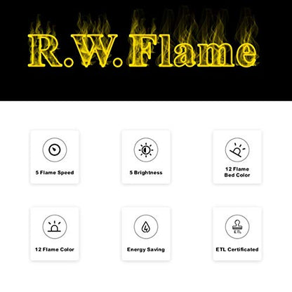 R.W.FLAME Electric Fireplace 50 inch Recessed and Wall Mounted,The Thinnest FireplaceLow Noise, Fit for 2 x 4 6 Stud, Remote Control with Timer,Touch Screen,Adjustable Flame Colors Speed