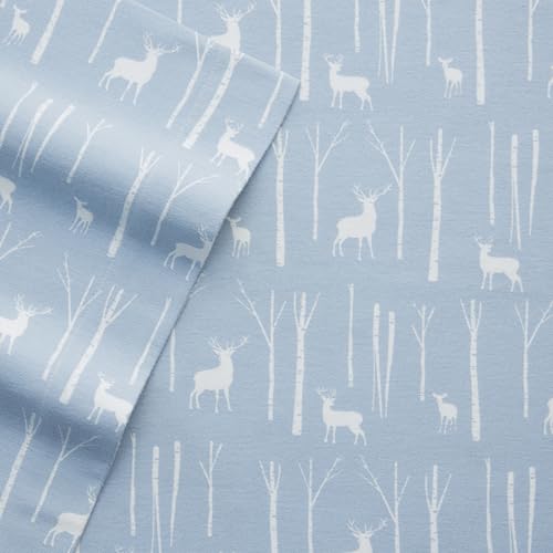 Eddie Bauer - Flannel Sheets Full Size, Anti-Pilling & Wrinkle Resistant Cotton, Touchably Soft for All-Season Comfort - Bed Sheets with Matching Pillowcases & Fitted Sheet (Birch Forest) Eddie Bauer