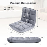 COSTWAY Floor Chair, Video Gaming Chairs with Back Support, Adjustable 14-Position, Alloy Steel Frame, Lazy Sofa Lounge Recliner for Adults Kids (Silver Grey)