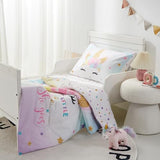 PINNKKU 4-Piece Toddler Bedding Set, Includes 1 Flat Sheet, 1 Fitted Sheet, 1 Comforter and 1 Reversible Pillowcase, Standard Toddler Comforter & Sheet Set, Ultra Soft Toddler Bed Set, Unicorn PINNKKU