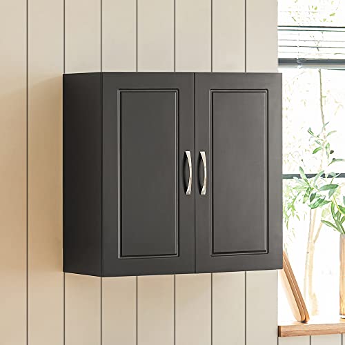 Haotian FRG231-SCH, Black Kitchen Bathroom Wall Cabinet, Garage or Laundry Room Wall Storage Cabinet, Black Stipple, Linen Tower Bath Cabinet, Cabinet with Shelf - WoodArtSupply