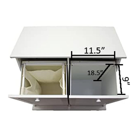 eHemco Dual Hamper Tilt Out Laundry Sorter with 2 Removable Compartment Cotton Bags, White eHemco