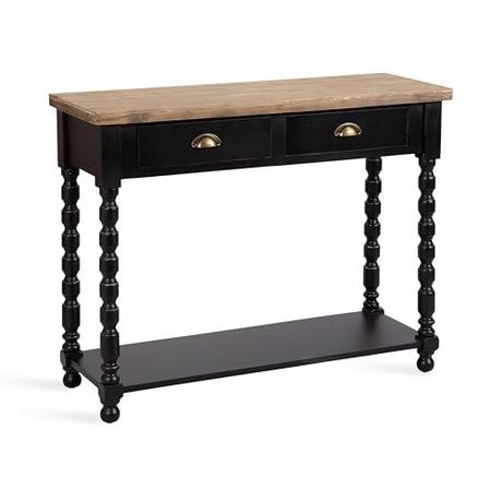 Kate and Laurel Rutledge Vintage Wooden Console Table with Shelf; 40 x 14 x 33; Hazelnut and Black; Traditional Wood Entryway Table with Drawers and Decorative Turned Legs for Entry Storage Options Kate and Laurel