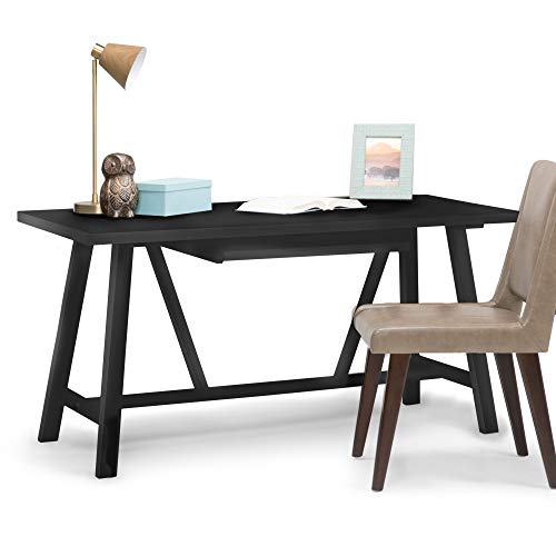 SIMPLIHOME Dylan SOLID WOOD Modern Industrial 60 inch Wide Home Office Desk, Writing Table, Workstation, Study Table Furniture in Black SIMPLIHOME