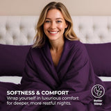 Pure Bedding Bed Sheets - Full Sheet Set [4-Piece, Purple] - Hotel Luxury 1800 Brushed Microfiber - Soft and Breathable - Deep Pocket Fitted Sheet, Flat Sheet, Pillow Cases Pure Bedding