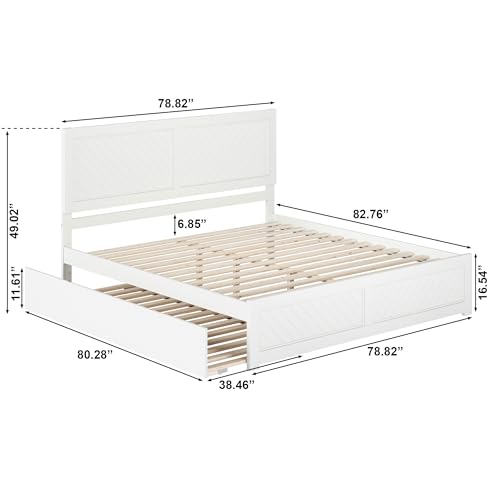 AFI, Canyon King Platform Bed with Matching Footboard & Twin XL Trundle, White AFI