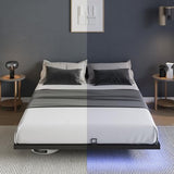 Novilla Floating Bed Frame with LED Lights, Modern Platform Full Size Bed Frame with Mattress Slide Stopper, Easy Assembly, No Box Spring Needed, Noise Free Novilla