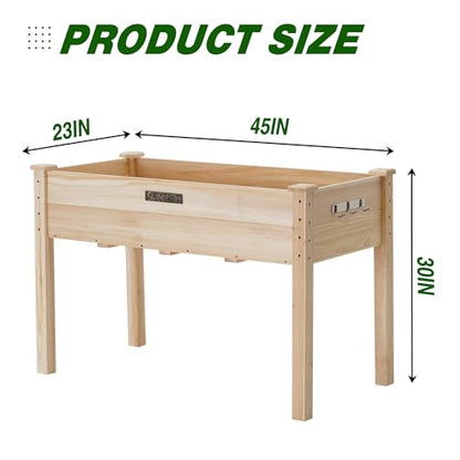 SweetBin Wooden Raised Garden Bed, 45”L X 23”W X 30”H Garden Planter with Legs for Vegetable, Flower, Herb, Elevated Wood Planter Box Stand，Perfect for Outdoor, Backyard, Patio, Gardening Balcony