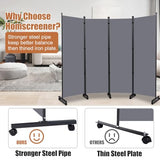 Room Divider Portable 88'' Partition Room Dividers and Folding Privacy Screens 4 Panel Wall Divider for Room Separation，Freestanding Fabric Room Divider Panel with Wheels for Home Office Hospital HOMSCREENER