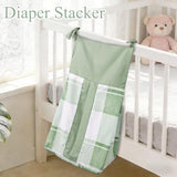 HNHUAMING 4-Piece Crib Bedding Set for Girls Boys, Baby Crib Bedding Set for Newborn & Infant, Neutral Nursery Bed Set Includes Comforter, Fitted Sheet, Crib Skirt, and Diaper Stacker, Green Checkered HNHUAMING