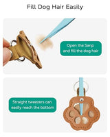 Aurichi Cat & Dog Hair Keychain, Leather Dog Paw Hair Holder Fur Collection Key Chain Keepsake with Heart Clip Tweezers & Rainbow Sympathy Card, Pet Loss Memorial Gift for Pet Owners, Pet Remembrance
