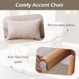 INZOY Mid Century Modern Accent Chair with High Back, Upholstered Living Room Chairs with Waist Cushion, Wood Frame Reading Armchair for Bedroom Sunroom, Beige INZOY