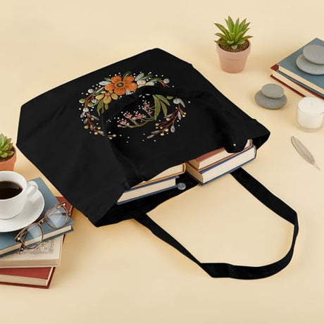 ERKOON Canvas Tote Bag Embroidery Kit for Beginners, Floral Arts Crafts Cross Stitch Kits for Adults Including Stamped Embroidery Bag with Hoops, Needle, Instruction and Color Threads (Flower) ERKOON