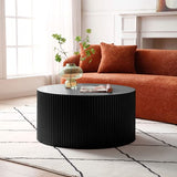 WILLIAMSPACE Nesting Coffee Table Set of 2, Round & Crescent Moon Wooden Coffee Tables, Modern Luxury Accent End Tea Table for Living Room Apartment (Black-Round) WILLIAMSPACE