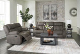 Signature Design by Ashley First Base Contemporary Faux Leather Manual Reclining Loveseat, Gray Signature Design by Ashley