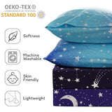 JSD Gradient Blue Moon Stars Kids Sheet Set Twin Size, 3 Piece Space Theme Microfiber Sheets Deep Pocket JSD