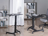 Monoprice Gas‑Lift Height Adjustable Sit‑Stand Mobile Rolling Workstation Laptop and Computer Desk V2 - Max Weight Capacity 99 Lbs, Mobile Stand for Presentations or an Active Work Lifestyle, Black Monoprice