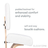 Sleekform East Austin Ergonomic Kneeling Chair with Back Support - Boucle and Wood Ergo Stool for Desk - Best Ergonomic Kneeling Office Chair for Posture and Leg Circulation Sleekform