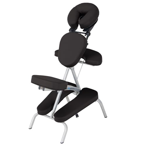 EarthLite Portable Massage Chair Package Vortex - Portable, Compact, Strong and Lightweight incl. Carry Case, Sternum Pad & Strap (15lbs), Black EarthLite