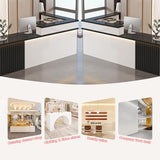 L Shaped Reception Desk with Counter, Modern Front Desk Reception Counter with Storage, Office Reception for Salon Retail Store Business Lobby with Lockable Drawer (White Black - Left, L 160cm/63in) Generic