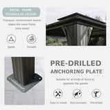 Domi Hardtop Gazebo 10x14FT, Aluminum Outdoor Gazebo with Galvanized Steel Double Roof Canopy, Curtains and Netting Included, Metal Gazebo Permanent Pavilion for Patio, Lawn, Garden, Gray domi outdoor living