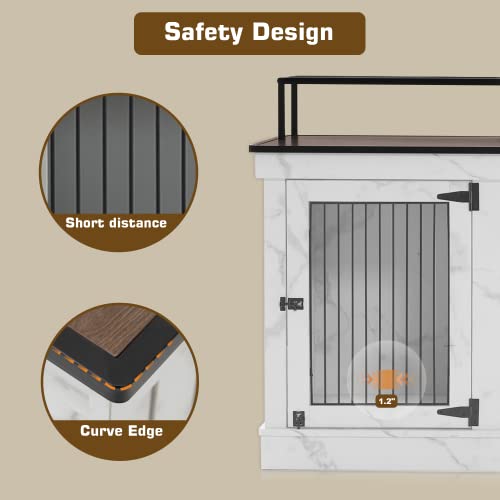 MCombo Large Dog Crate Furniture TV Stand, Wooden Dog Kennel with Double Doors, Indoor Furniture Style Dog Crate House End Table, 1861 (White) - WoodArtSupply