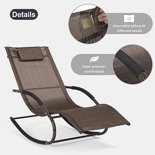mansion home Lounge Chairs, Chaise Lounges with Detachable Pillow for Patio, Lawn, Pool, Outdoor Lounge Chairs Set of 2, Brown