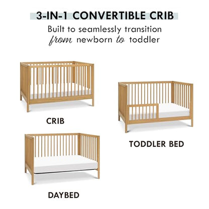 DaVinci Birdie 3-in-1 Convertible Crib, Honey, Easy Assemble, Greenguard Gold Certified