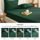 100% Muslin Cotton Emerald Green Fitted Sheet Twin Only with 16" Elastic Deep Pocket, 1 Pack Soft Breathable Absorbent Gauze Single Fitted Bottom Sheet, Minimalist Fluffy Wrinkle Mattress Protector YASMENG