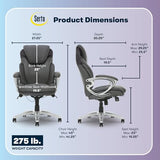 Serta Bryce Executive Office Chair, Ergonomic Computer DeskChairs with Patented AIR Lumbar Support, Comfy Body Pillows, Height Adjustable, Swivel Base with Wheels, Bonded Leather, Gray Serta