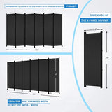 MAYOLIAH 6 Panel Room Dividers Folding Privacy Screen, 10ft Wide 6ft Tall Partition Office Walls Separator with Small Base, Black MAYOLIAH